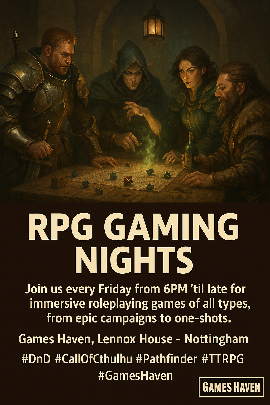 Discover why tabletop RPGs have taken over Nottingham’s nights. Real stories, inclusive play, and chaotic fun — all at Games Haven.